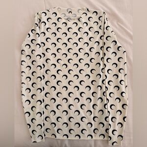 Marine Serre Black and White Crewneck T-shirt